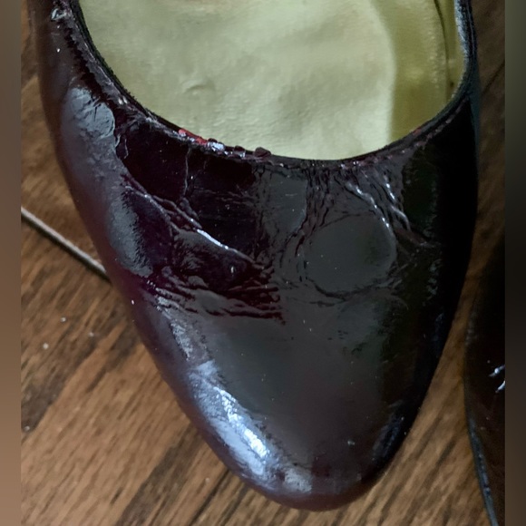 HALE BOB Straps Textured Patent Leather heels in Oxblood Wine Red Sz. 8M Worn 1x - Picture 5 of 16